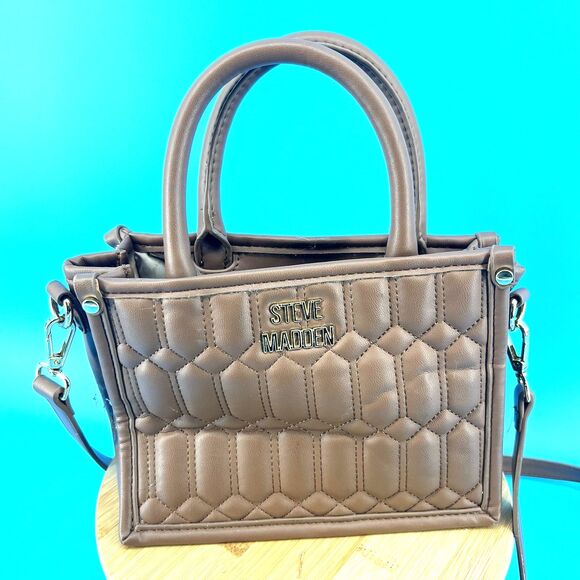 Steve Madden Handbags - Steve Madden Womens Brown Leather Top Handle Satchel Handbag